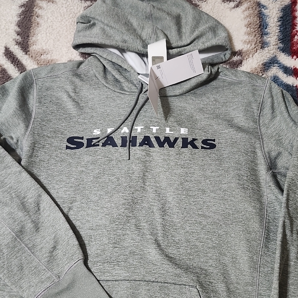 Nike Seattle Seahawks Heather Gray Hoodie Therma-Fit. Size Large